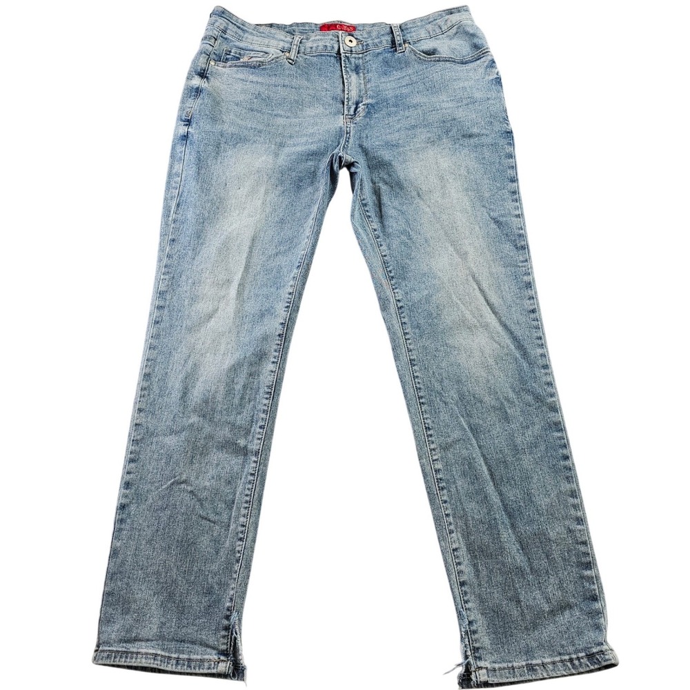 Guess Brit Rocker Slim Tapered Light Wash Jeans‎ Split Hem 36x30 T4VJ01D54O0